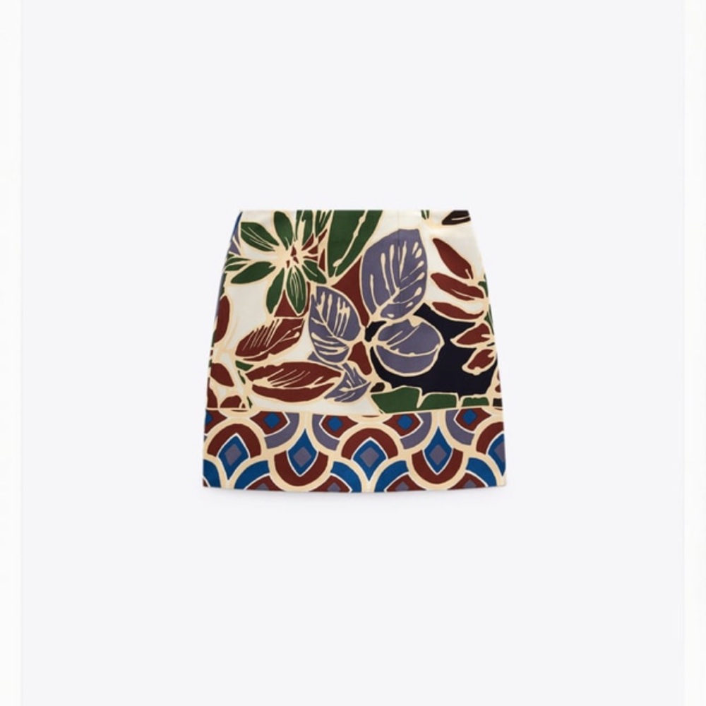 Zara printed mini skirt multicolor / XS / NWT